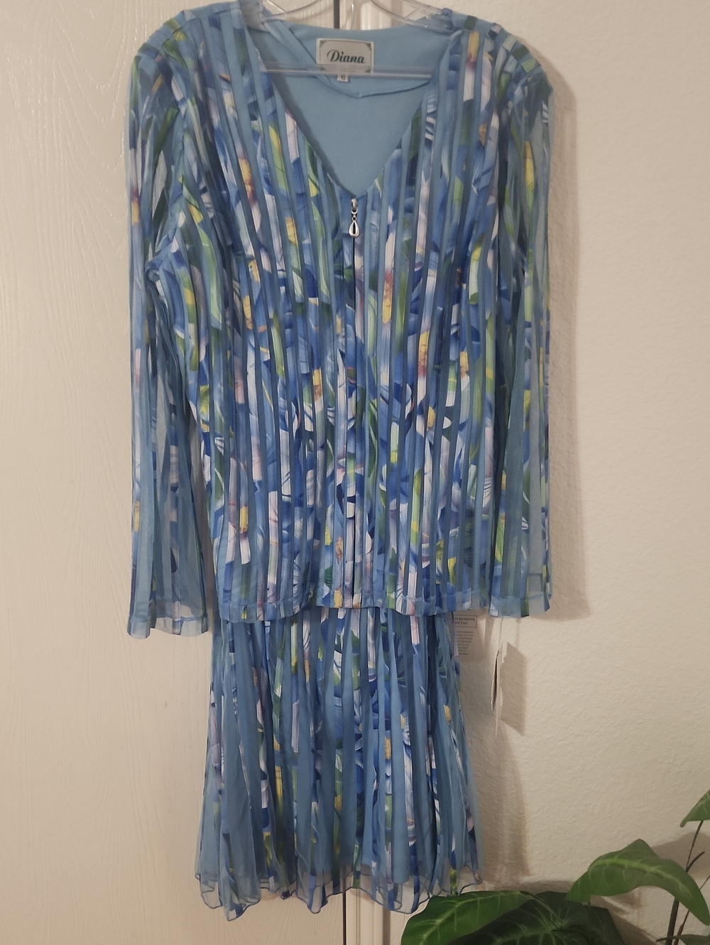 Diana Blue, Green, Pink And Yellow Maxi Skirt Suit